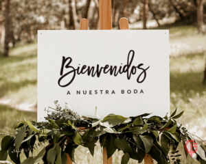 Decoración bodas y eventos: cartel bienvenida pvc